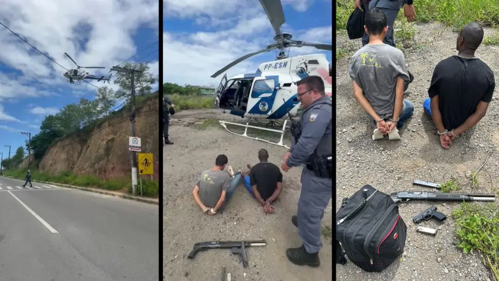 Polícia Militar prende com o auxílio do Harpia dois sujeitos armados na Serra.