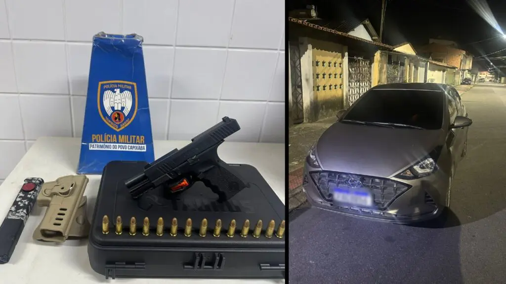 Polícia Militar detém jovem armado dirigindo carro clonado após denúncias sobre comercialização de armas na Serra