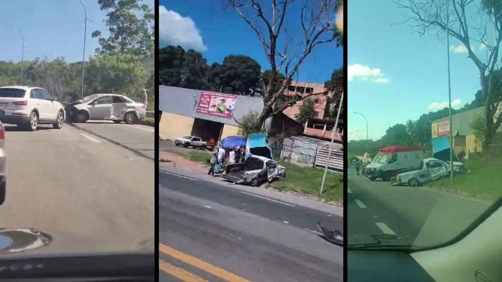 Acidente entre três veículos na Serra deixa duas pessoas em estado grave.