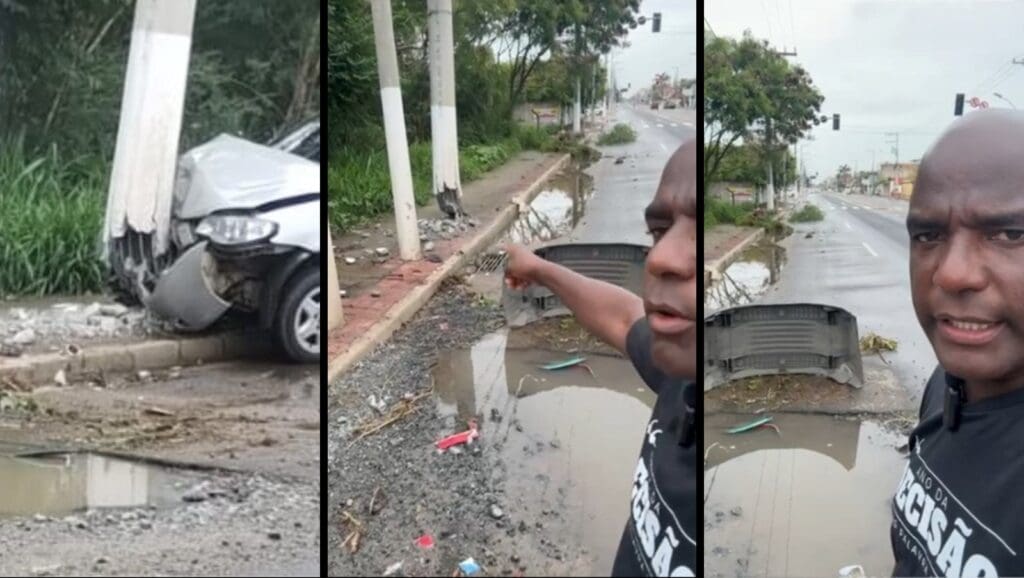 Buraco em Jacaraípe causa acidentes e mobiliza autoridades na ES-010