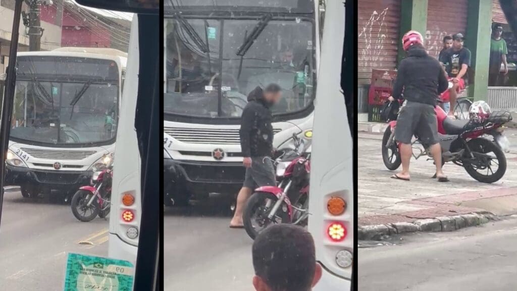 Motorista de ônibus é agredido com socos após briga de trânsito na Serra.