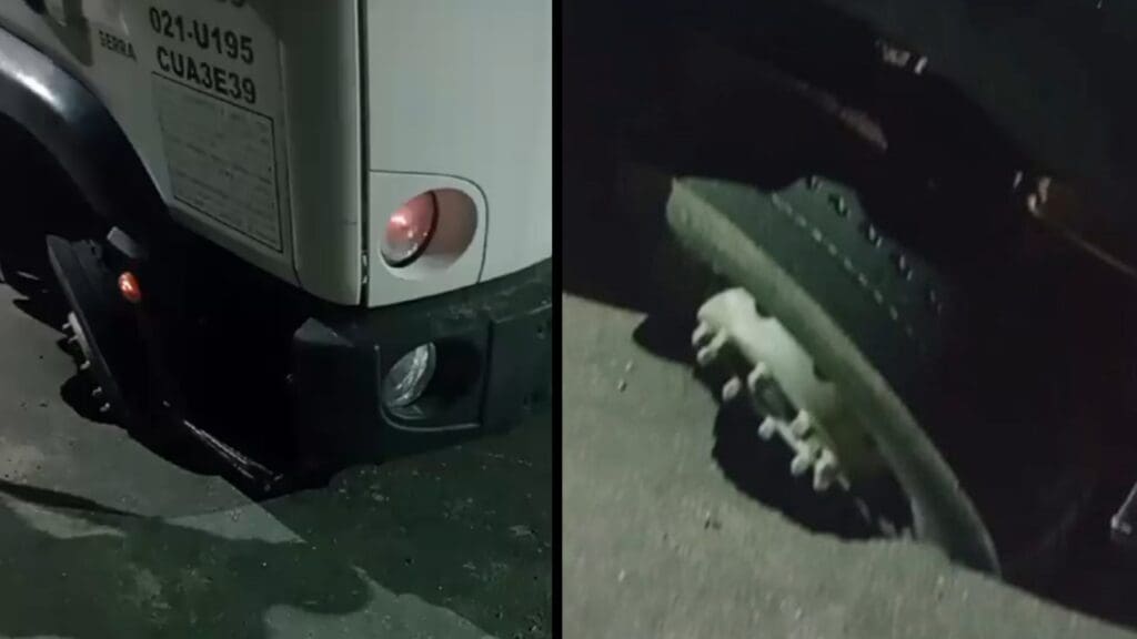 Vídeo: caminhão de coleta de lixo afunda em buraco no asfalto em bairro da Serra Caminhão afundando dentro de buraco no asfalto no bairro Novo Horizonte.