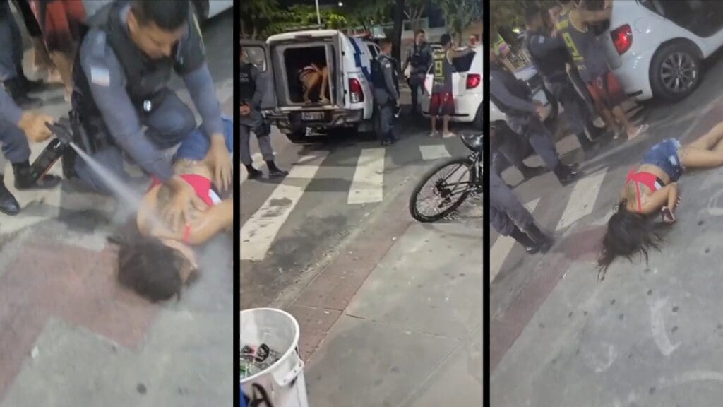 Vídeo: jovem leva spray de pimenta no rosto e acaba detida pela Polícia Militar na Serra