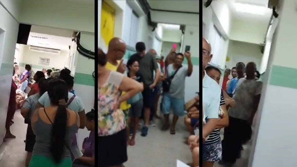 Vídeo: idosa reclama de superlotação e demora para exames em unidade de saúde na Serra Imagens de inúmeras pessoas aguardando agendamento para exames dentro da Unidade Básica de Saúde (UBS) do bairro Barcelona, na Serra.