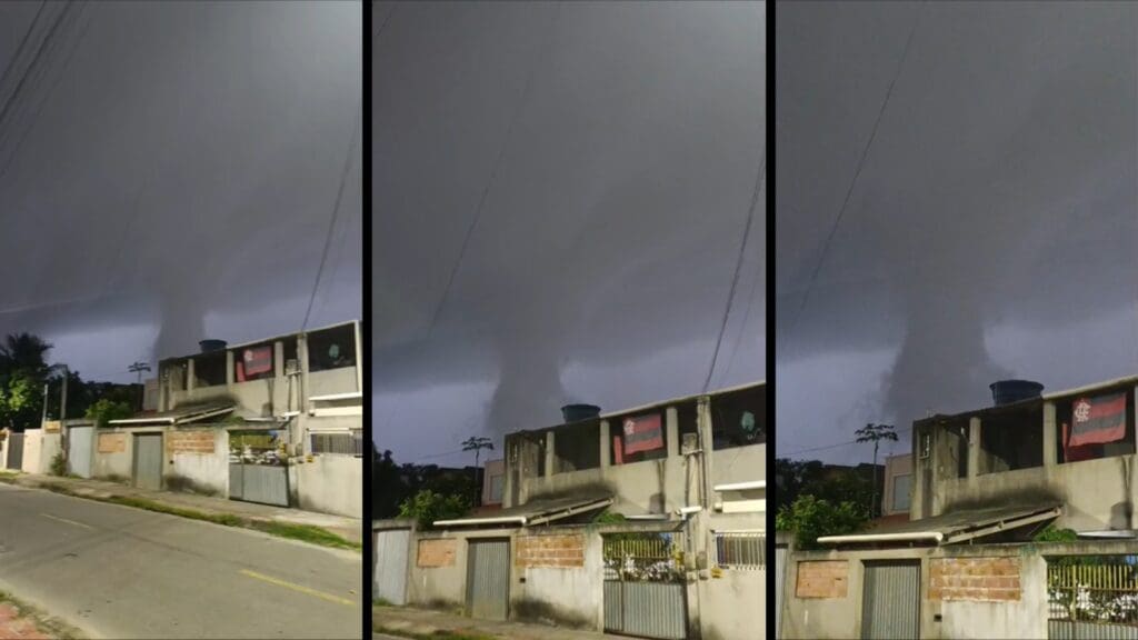 Vídeo: início de tornado impressiona moradores antes de temporal em Nova Almeida