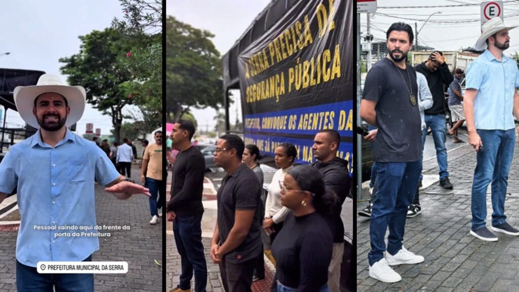 Protesto em frente ao prédio da Prefeitura cobra nomeação dos aprovados para a Guarda da Serra Aprovados no concurso da Guarda da Serra protestam por nomeação; Prefeitura promete nomear candidatos nesta semana