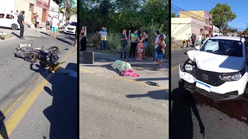 Acidente envolvendo um carro e duas motos termina na morte de motociclista na Serra