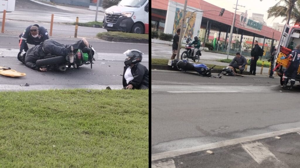 Acidente entre motos na BR-101 deixa três feridos na Serra