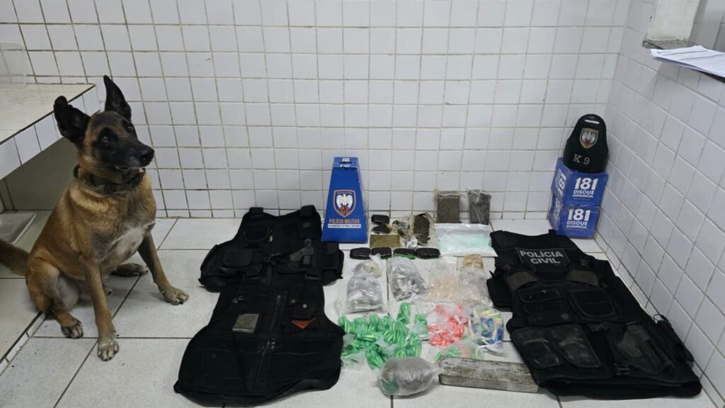 Polícia Militar apreende grande quantidade de drogas e coletes em área de mangue na Serra Cão farejador encontra esconderijo de drogas em mangue da Serra