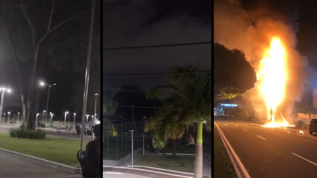 Apagão e fogo em poste marcam inauguração da Praça dos Ipês