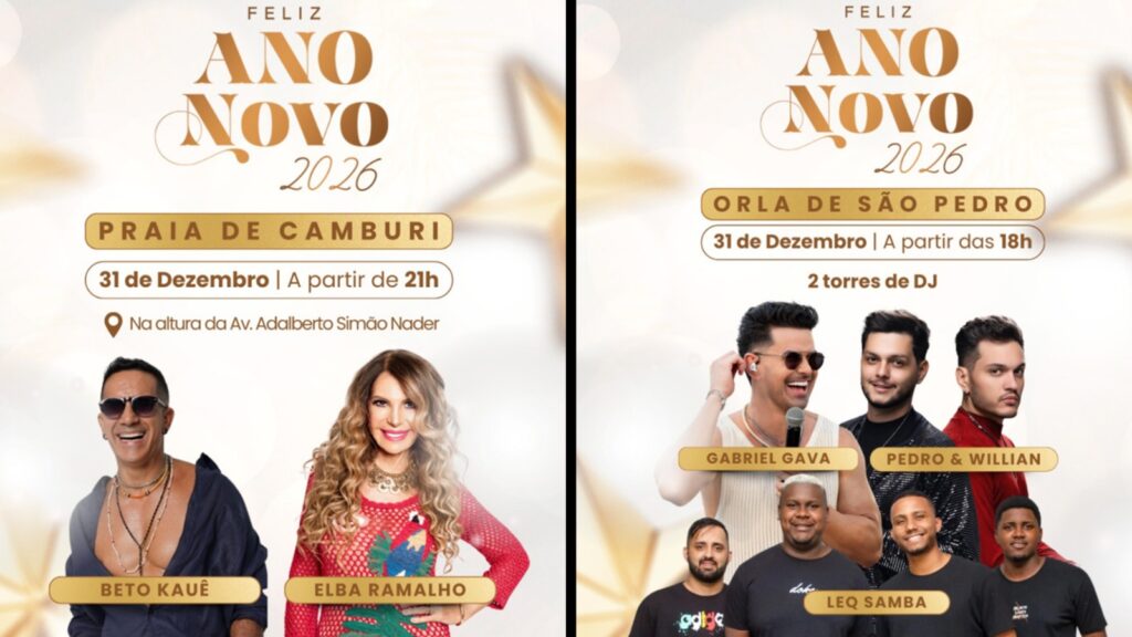 Vitória terá shows em São Pedro e Camburi para comemorar o réveillon 2026 Vitória terá shows em São Pedro e Camburi para comemorar o réveillon 2026