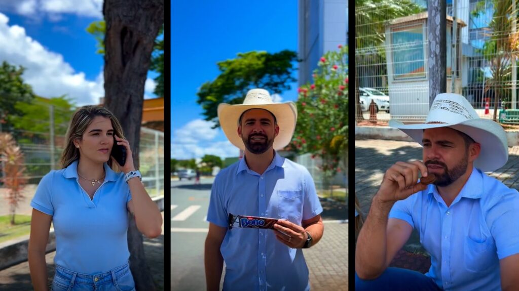Pablo Muribeca em frente à Prefeitura da Serra cobrando abono natalino