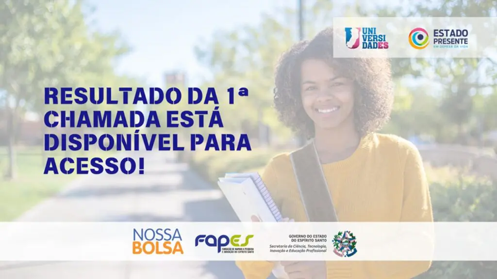 Nossa Bolsa 2026: resultado da 1ª chamada é divulgado pelo governo do ES