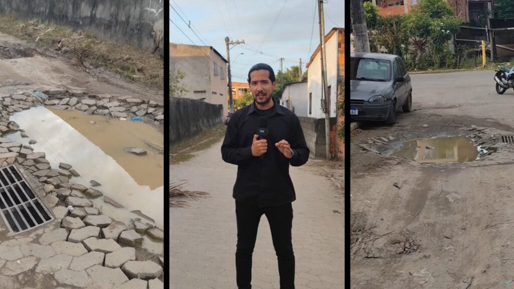 Moradores denunciam buraco após obra da CESAN e cobram solução urgente na Serra